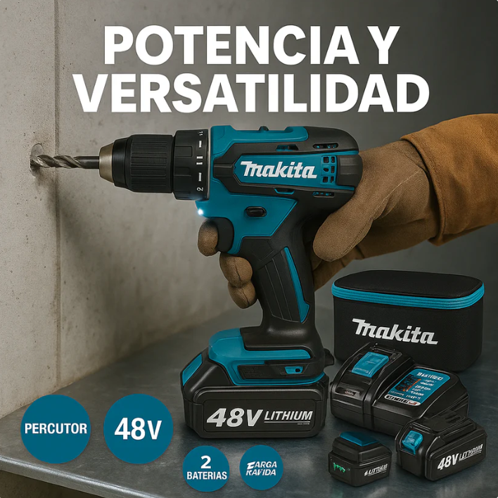 Taladro Inalámbrico Makita con Percutor 36v + Maletín